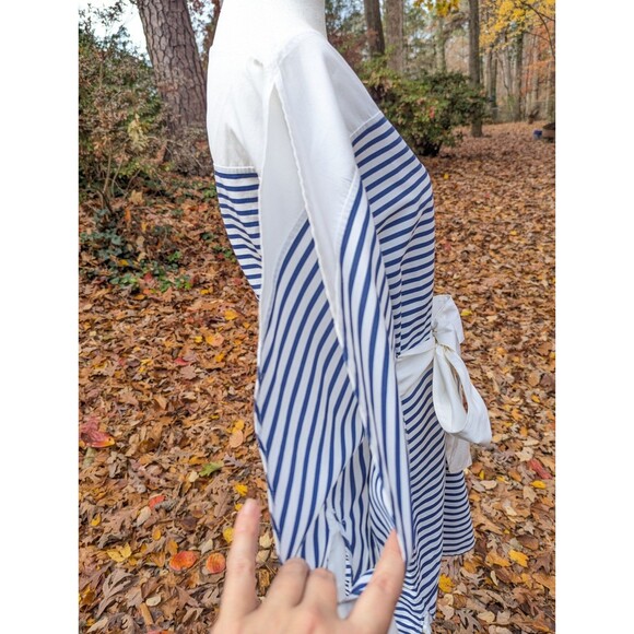 Sara Roka Split Sleeve Blue And W Dress Classic Size Small $985 - Picture 2 of 9